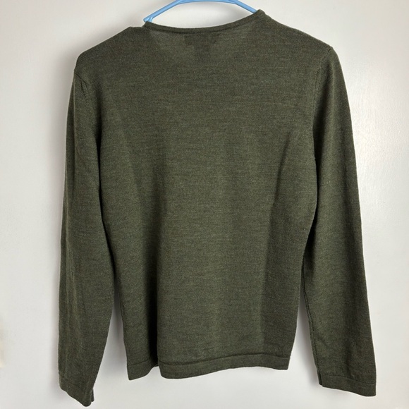 Gio Villani Women's Small Olive Crewneck 100% Merino Wool Sweater - Picture 6 of 6